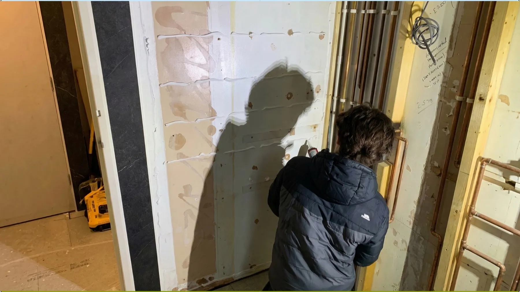 Wall preparation and structural work in progress